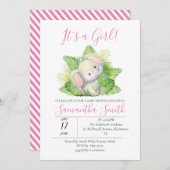 Safari Elephant rose invitation (Devant / Derrière)