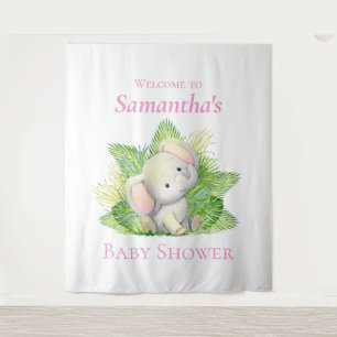 Safari Elephant roze Baby shower Achtergrond Wandkleed
