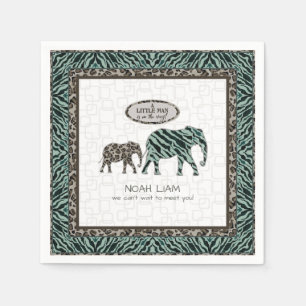 Safari Elephants Zebra Little Man Boy Baby shower Servet
