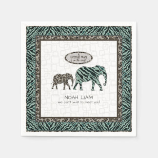 Safari Elephants Zebra Little Man Boy Baby shower Servet