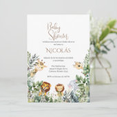 Safari Espagnol Baby shower Invitation garçon (Debout devant)