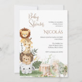 Safari Espagnol Baby shower Invitation garçon (Devant)