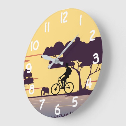 Safari fietstocht bij zonsondergang - fietser en o grote klok (Hoek)