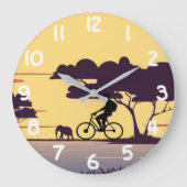 Safari fietstocht bij zonsondergang - fietser en o grote klok (Voorkant)