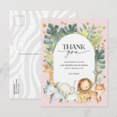 Safari fille baby shower merci carte postale (Devant / Derrière)