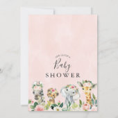 Safari Floral Animaux Baby shower Invitation (Dos)