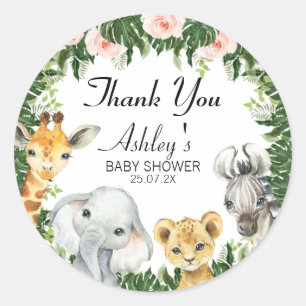 Safari Floral Foliage Baby shower Favor Sticker