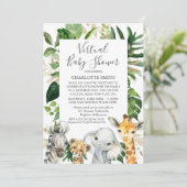 Safari Foliage Baby shower virtuel Invitation (Debout devant)