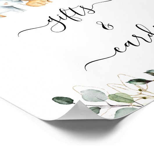 Safari Foliage Gender Neutral Baby shower Sign Poster (Hoek)