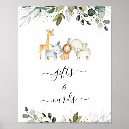 Safari Foliage Gender Neutral Baby shower Sign Poster (Voorkant)