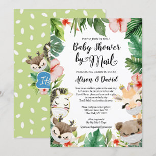 Safari Friends BOY Baby shower per post Kaart