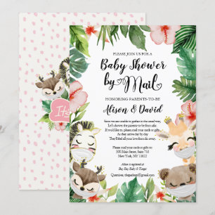 Safari Friends   GIRL-Baby shower per post Kaart