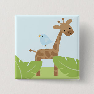 Safari Friends Vierkante Button 5,1 Cm
