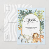 Safari garçon baby shower merci carte postale (Devant / Derrière)