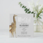safari girafe GENDER REVEAL baby shower Invitation (Debout devant)