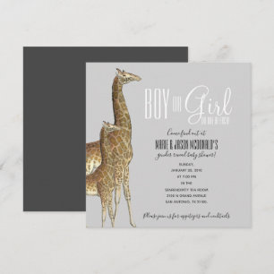 safari girafe GENDER REVEAL baby shower Invitation