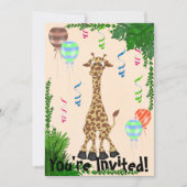 Safari Giraffe Anniversaire Fête Invitation (Devant)