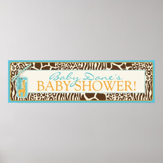 Safari Giraffe Baby shower Banner Poster (Voorkant)
