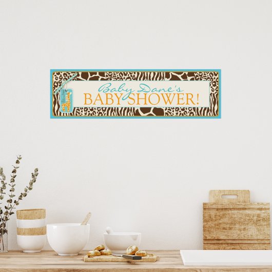 Safari Giraffe Baby shower Banner Poster (Keuken)