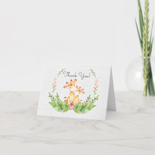 Safari Giraffe Baby shower Bedankt Opmerking (Voorkant)