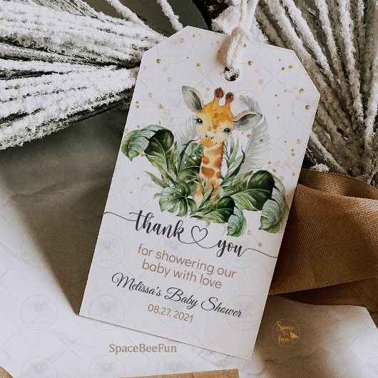 Safari Giraffe Baby shower Cadeaulabel