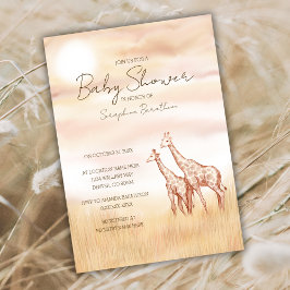 Safari Giraffe Baby shower nodigt genderneutraal u Kaart