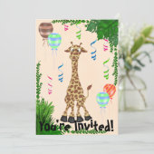 Safari Giraffe Birthday Party Invitation Kaart (Staand voorkant)