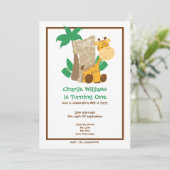 Safari Giraffe First Birthday Party Kaart (Staand voorkant)