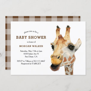 Safari Giraffe Gender Neutral Baby shower Kaart