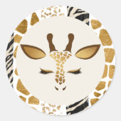 Safari giraffe goud modern Wild een verjaardag Ronde Sticker (Voorkant)