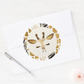 Safari giraffe goud modern Wild een verjaardag Ronde Sticker (Envelop)