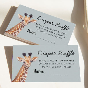 Safari Giraffe Luier Raffle Baby shower Informatiekaartje