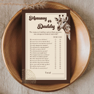 Safari Giraffe Mamma of Papa Baby Shower Spel