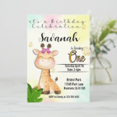 Safari Giraffe première invitation anniversaire (Debout devant)