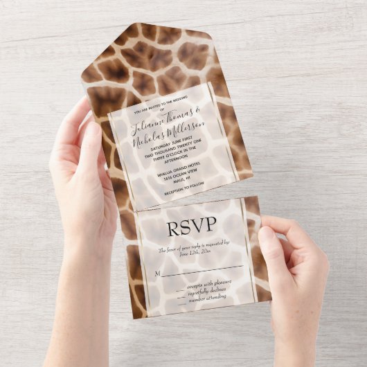 Safari Giraffe Print All In One Uitnodiging (Afscheurbaar)