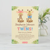 Safari Giraffe Twins Boy and Girl Cute Baby shower Kaart (Staand voorkant)
