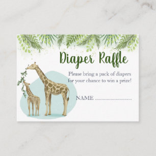 Safari-giraffe verlaat babyshower-luierloterij informatiekaartje