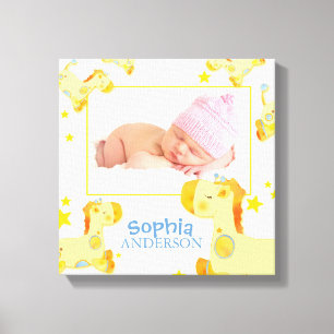 Safari Giraffes kwekerij Baby Foto Canvas Afdruk