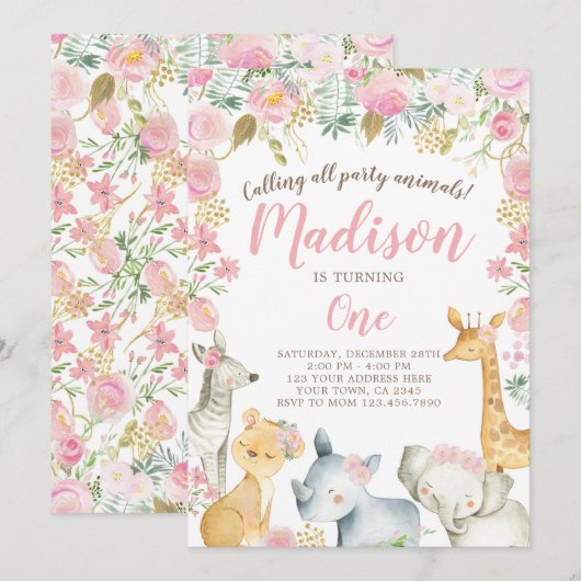 Safari Girl Birthday Kaart (Voorkant / Achterkant)