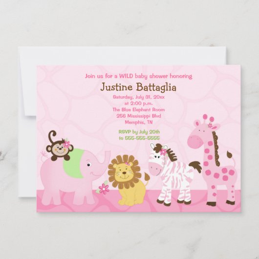Safari Girl Customisée Baby shower Invitation (Devant)