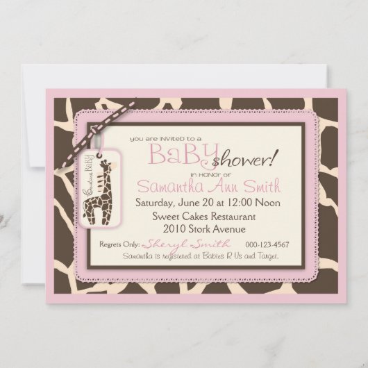 Safari Girl Invitation Card Kaart (Achterkant)