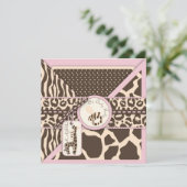 Safari Girl Invitation Square Kaart (Staand voorkant)
