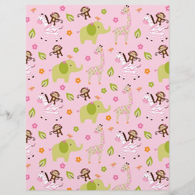 Safari Girl Jungle Animal Scrapbook papier (Devant)