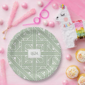 Safari Green Monogram Papieren Bordje (Feest)
