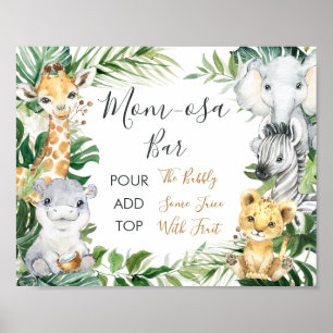 Safari Greenery Baby shower Mam-osa Bar Sign Poster