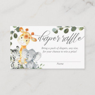 Safari greenery gender-neutrale diaper-rolkaarten informatiekaartje
