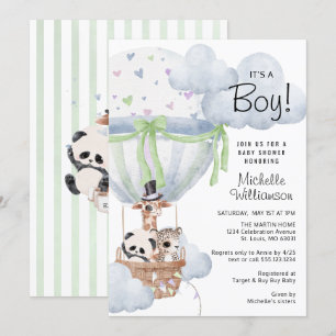 Safari heteluchtballon Baby shower Kaart