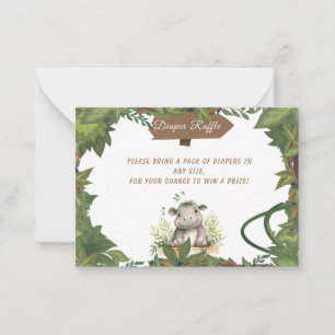 Safari Hippo Baby shower Luier Raffle Enclosure Notitiekaartje