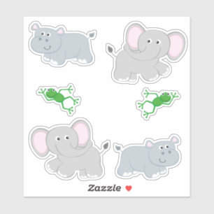 Safari Hippos en Olifanten Sticker