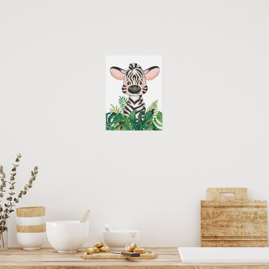 Safari in het Oerwoud Baby Zebra Poster (Keuken)
